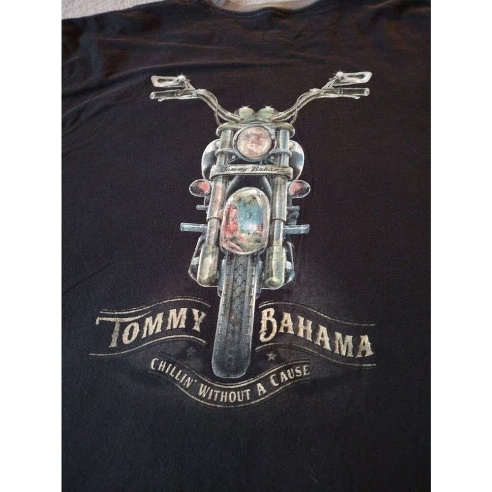 Tommy Bahama Shirt Men Medium Black Chillin' Without A Cause Motorcycle